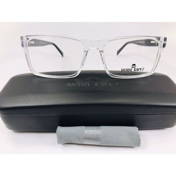 New Wide Guyz Crystal & Black BIG AL Eyeglasses 58mm for The Stylish Large Man - Picture 2 of 12